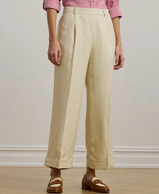 Lauren Ralph Women's Linen-Blend Twill Wide-Leg Pants