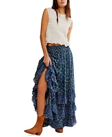 Free People Women's Brynn Printed Ruffle Maxi Skirt