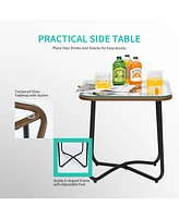 Gymax 3 Piece Patio Conversation Furniture Set Outdoor Bistro Set w/ Cushions