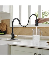 High Arc Kitchen Faucet with Single-Handle Pull-Down Sprayer and 3 Spray Modes
