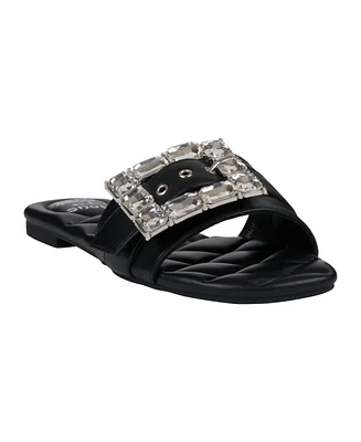 Gc Shoes Women's Bianca Rhinestone Buckle Flat Sandals