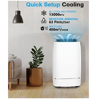 Cowsar 13000 Btu 4-in-1 Portable Ac, 24H Timer, 600sq.ft, <53dB, Quiet, Stand Up