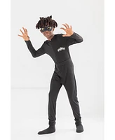 Miraculous Cat Noir Zip Up Cosplay Costume Coverall Tail Mask and Headband 4 Piece Set