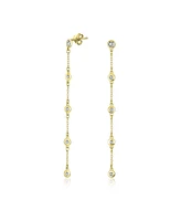 Bling Jewelry Classic Minimalist Cz Threader Dangle Chandelier Earrings 14K Gold Plated Silver