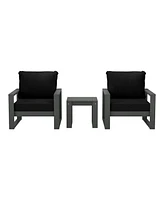 Outdoor Modern 3-Piece Hdpe Patio Sofa Set with Side Table