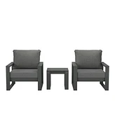 Outdoor Modern 3-Piece Hdpe Patio Sofa Set with Side Table