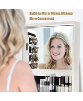 Rotatable 2-in-1 Lockable Jewelry Cabinet with Full-Length Mirror