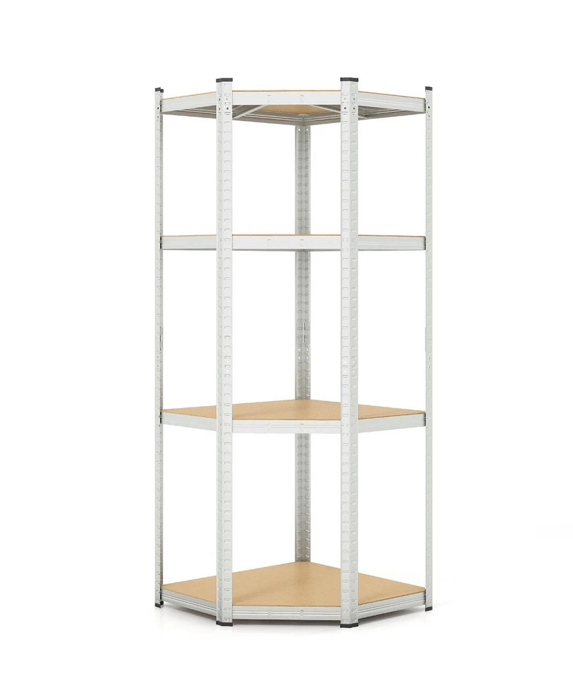4-Tier Corner Shelving Unit Adjustable Garage Storage Utility Rack for Warehouse