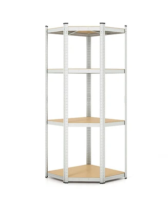 4-Tier Corner Shelving Unit Adjustable Garage Storage Utility Rack for Warehouse