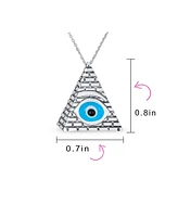 Bling Jewelry Free Mason Masonic Talisman Pendant Necklace with Blue Horus Eye Sterling Silver