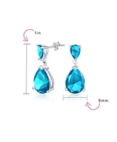 Bling Jewelry Simple Cubic Zirconia Teardrop Pear Shaped Solitaire Cz Dangle Earrings .925 Sterling Silver