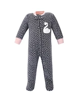 Hudson Baby Girls Fleece Zipper Sleep and Play 2pk