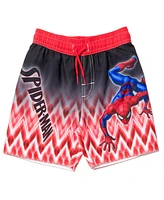 Spider-Man Boys Marvel Pullover Rash Guard and Swim Trunks to