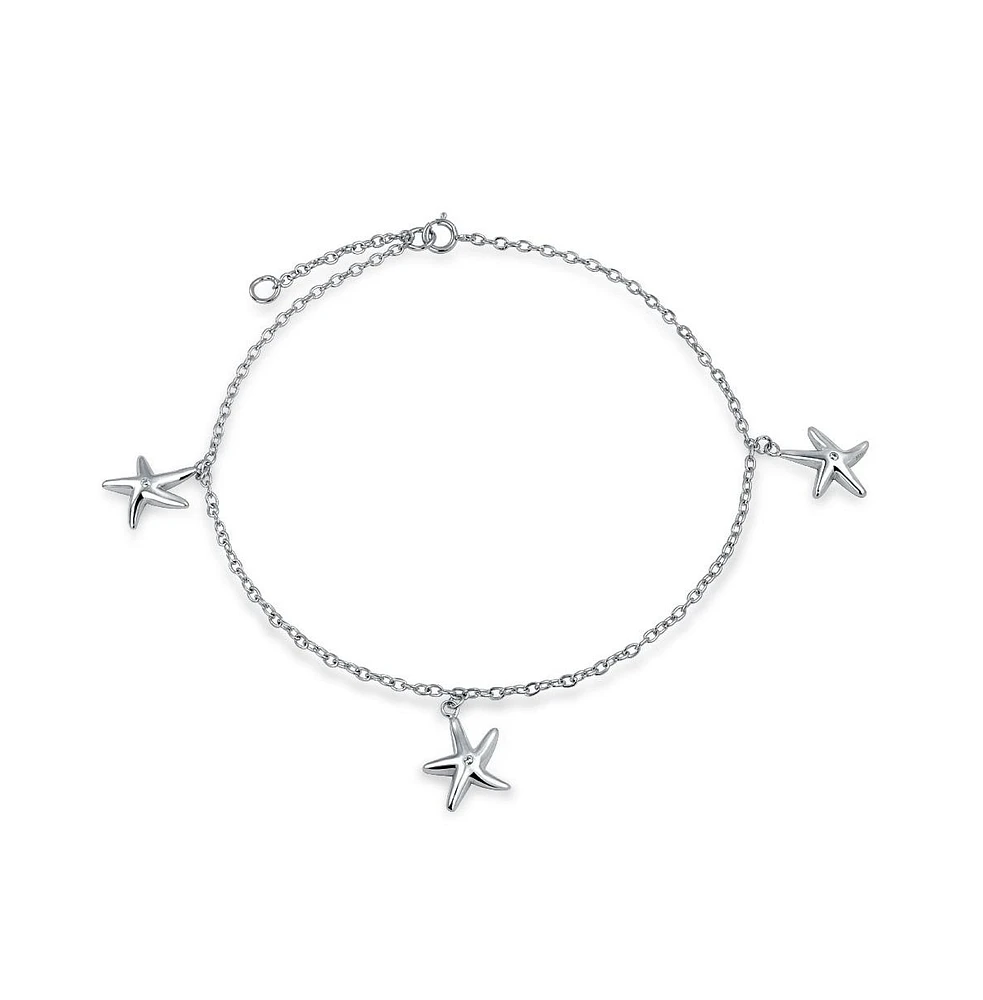 Bling Jewelry Marine Life Starfish Anklet Ankle Bracelet Sterling Silver 9-10 Inch