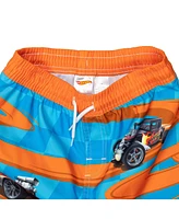 Hot Wheels Toddler Boys Upf 50+ Pullover Rash Guard and Swim Trunks Outfit Set to