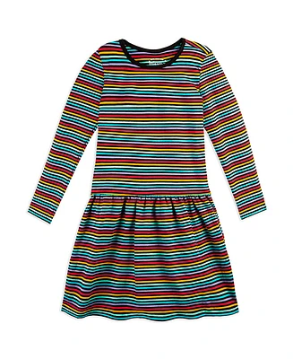 Mightly Toddler Girls Fair Trade Organic Cotton Long Sleeve Drop Waist Dress