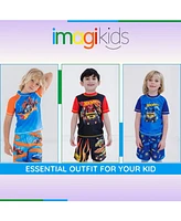 Hot Wheels Toddler Boys Upf 50+ Pullover Rash Guard and Swim Trunks Outfit Set to