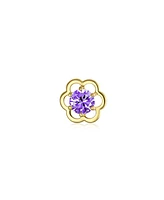 Bling Jewelry Tiny Cubic Zirconia Open Flower Screwback Cz Stud Helix Lobe Cartilage 1 Piece Earring 14K Real Gold 4MM