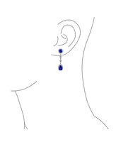 Bling Jewelry Statement Pave Crown Halo Cubic Zirconia Cz Long Dangling Oval Teardrop Chandelier Earrings