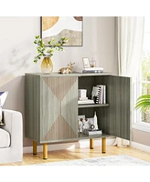 Tribesigns Modern White Storage Cabinet Set, Classic 59 inches Sideboard with doors for Living Room, Dining Garage