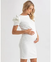 Pietro Brunelli Maternity Flower Detail Fitted Sheath Capri Dress