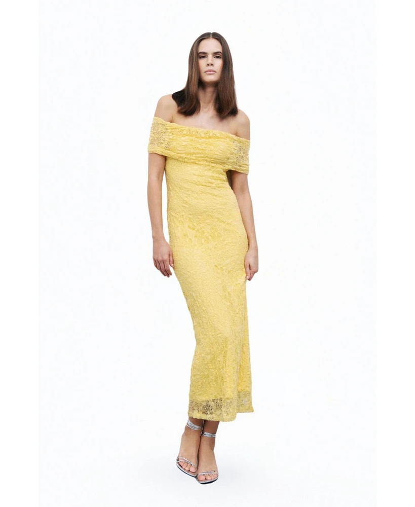 Nocturne Women's Off-The-Shoulder Lace Detailed Maxi Dress