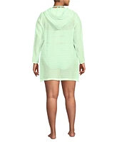 Lands' End Plus Rayon Rib Hooded Mini Cover-up Dress