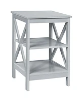 3-Tier Nightstand End Table with X Design Storage