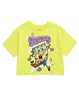 SpongeBob SquarePants Toddler Girls Cropped Boxy Drop Shoulder T-Shirt and Mesh Tulle Skort
