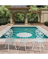Bistro Table and Chairs Set of 3 Outdoor Bistro Set 3 Piece Cast Aluminum Patio Dining Set Round Patio Table with Umbrella Hole, Bronze