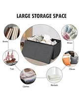 30 Inch Folding Storage Ottoman with Lift Top