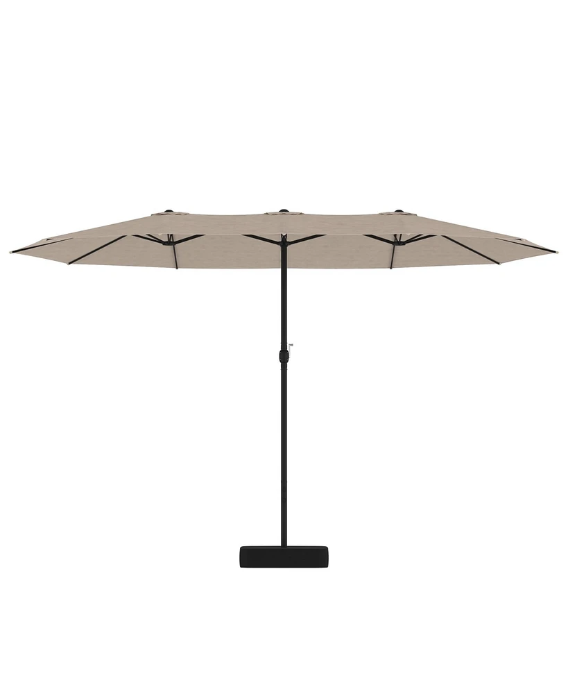 15 ft. Large Market Double Sided Umbrella Outdoor Patio Blue with Crank Handle, for Poolside Lawn Garden