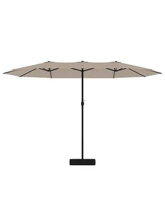 15 ft. Large Market Double Sided Umbrella Outdoor Patio Blue with Crank Handle, for Poolside Lawn Garden