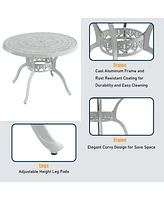 40 Inches Outdoor Dining Table with Umbrella Hole Cast Aluminium Patio Dining Table Outdoor Round Dining Table, Bronze