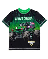 Monster Jam Toddler Boys Pullover Rash Guard and Swim Trunks Outfit Set