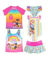 Paw Patrol Toddler Girls One Piece Bathing Suit Rash Guard Tankini Top Bikini Bottom and Skort 5 Swimsuit Set