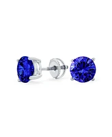 Bling Jewelry Round Solitaire Cz Stud Earrings Screw back Rose Gold Plated .925 Sterling Silver