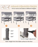 Portable Baby Changing Table with Wheels and Large Storage Rack