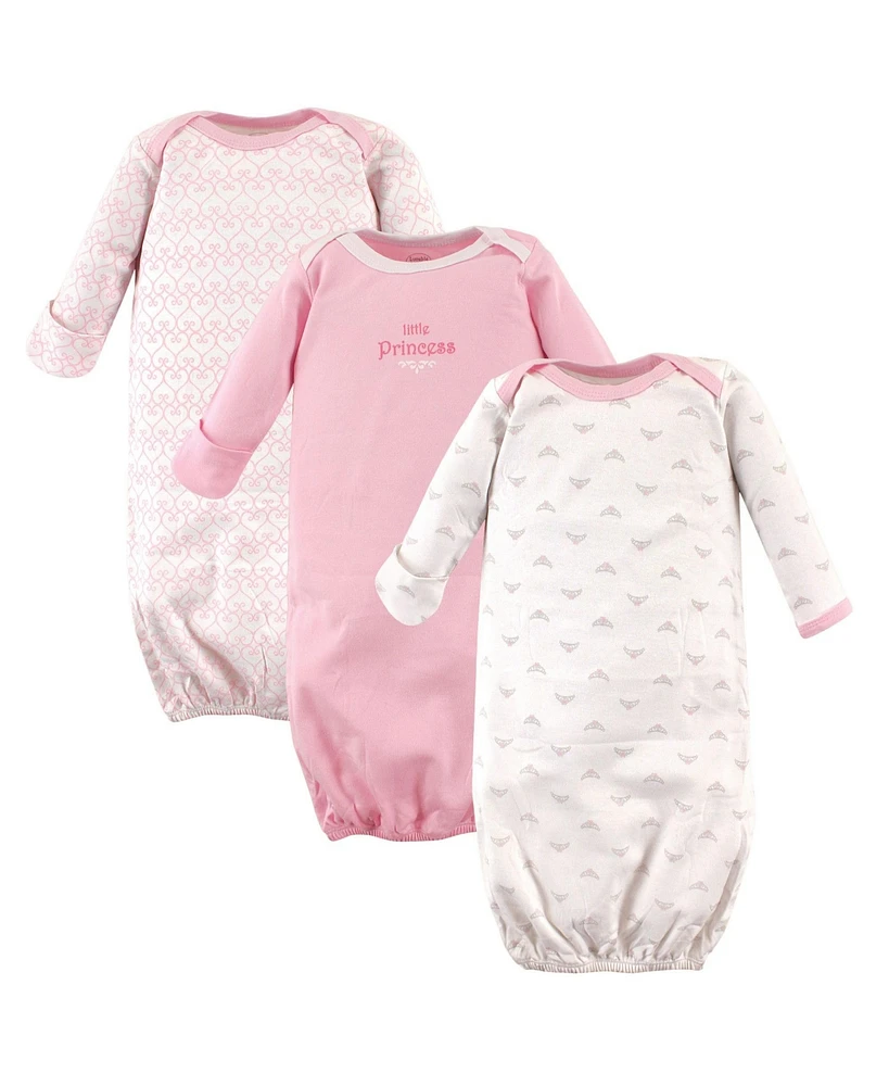 Luvable Friends Baby Girls Cotton Gowns, Tiara, Preemie/Newborn