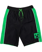 Minecraft Boys Zombie Creeper Alex Steve Rash Guard and Swim Trunks Outfit Set to