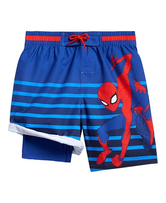 Spider-Man Toddler Boys Marvel Compression Swim Trunks Bathing Suit Upf 50+ Quick Dry to