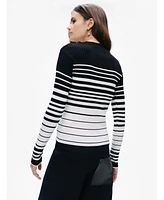 Nocturne Women's Striped Crocheted Knitted Sweater