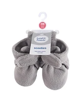 Luvable Friends Baby Boys Unisex Cozy Fleece Booties, Heather Gray 2-Piece, 0-6 Months