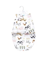 Hudson Baby Baby Boys Hudson Plush Faux Fur Swaddle Wrap, Cute Farm, 0-3 Months