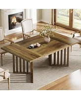 Tribesigns 63-inch Rectangular Dining Table for 4-6, Farmhouse Kitchen Dinner Eating Table with Slatted Base, Wood Dining Room Furniture for Home, Rus