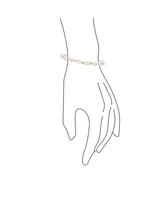 Bling Jewelry Simple White Freshwater Pearl Strand Bracelet 18K Gold Plated 6.5-8.5 Inch