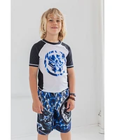 Avengers Little Boys Spider-Man Captain America Hulk Iron Man Pullover Rash Guard & Swim Trunks Outfit Set to