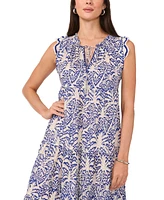 Vince Camuto Women's Printed Crochet-Trim Tiered Maxi Dress