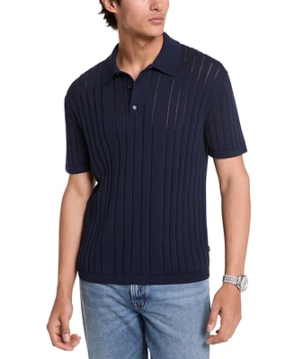 Michael Kors Men's Pointelle Stripe Polo Shirt