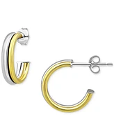 Giani Bernini Double Tube Small Hoop Earrings in Sterling Silver & 18k Gold-Plate, 5/8", Exclusively at Macy's